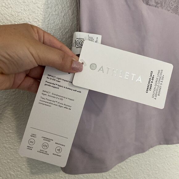 NWT- Athleta-Conscious Lace Crop Top Shasta Purple Built In Bra- Size XS - Picture 4 of 11